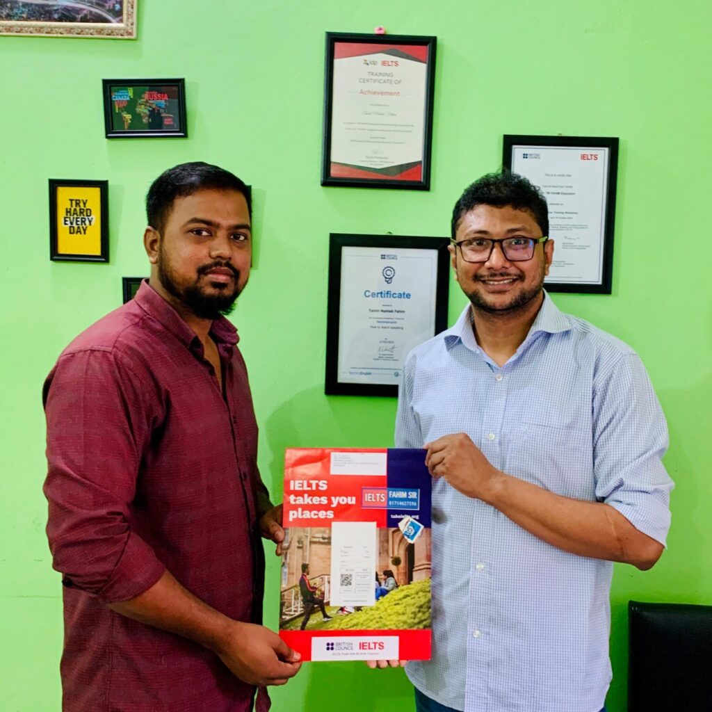 IELTS success Fahim Sir student MD Saidul Haque with certificate at TM Fahim Education